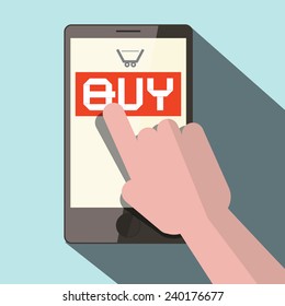 Cell Phone with Hand and Buy Button