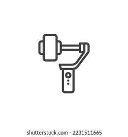 Cell phone handheld gimbal line icon. linear style sign for mobile concept and web design. Phone stabilizer outline vector icon. Symbol, logo illustration. Vector graphics