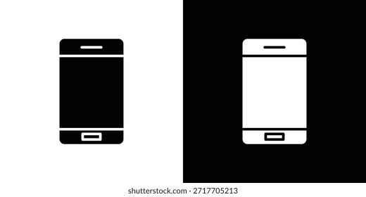 Pictograma plano negro icono de teléfono celular. Para gráficos y Diseño web.