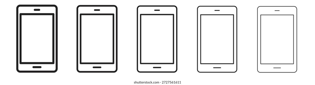 Diseño de icono de teléfono celular en estilo de trazo editable delgado para trabajo gráfico