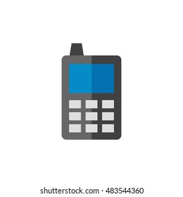 Cell phone icon in flat color style. Communication device keypad vintage
