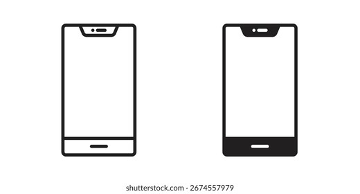 Icono del teléfono celular en estilo de moda plano y forro para diseños de ui App