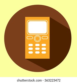 Cell phone icon flat with long shadow