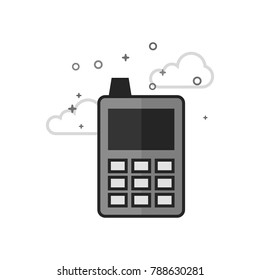 Cell phone icon in flat outlined grayscale style. Vector illustration.