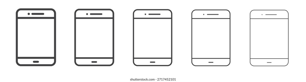Cell phone icon in linear strokes concept