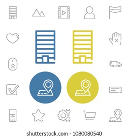 Cell phone icon with no, scroll up and heart symbols. Set of entrance, heart, peak icons and play video concept. Editable vector elements for logo app UI design.