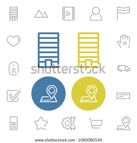 Cell phone icon with no, scroll up and heart symbols. Set of entrance, heart, peak icons and play video concept. Editable vector elements for logo app UI design.