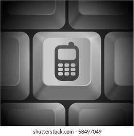 Cell Phone Icon on Computer Keyboard Original Illustration