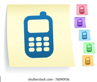 Handy-Symbol auf Post It Notiz Sammlung Original Illustration