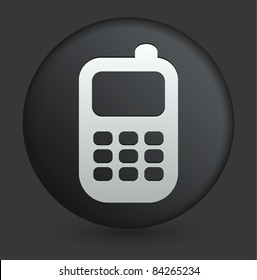 Icono de teléfono celular en la colección de botones redondeados negros Ilustración original