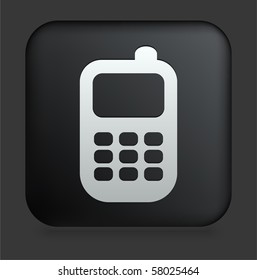 Cell Phone Icon On Square Black Internet Button Original Illustration