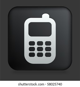 Cell Phone Icon On Square Black Internet Button Original Illustration