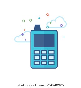 Cell phone icon in outlined flat color style. Vector illustration.
