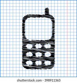 Cell Phone Icon with pen effect on paper