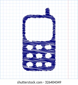 Cell Phone Icon  with pen and school paper effect 