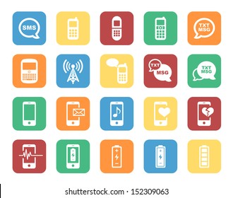 Cell Phone Icon Set with Assorted Colors