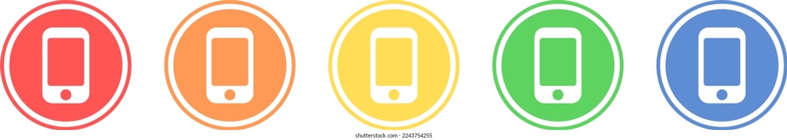 Cell phone icon set. Contact icon in various colors.