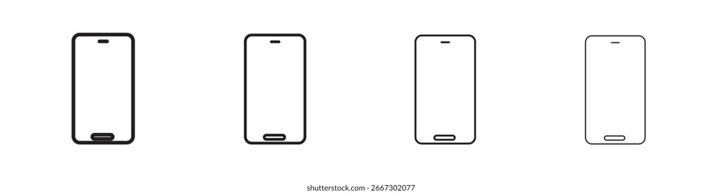 Icono de teléfono celular simple paquete de Vectores negros. Elemento de infografía de diseño