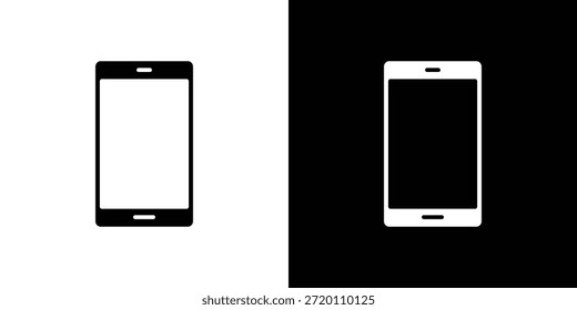 Icono de teléfono celular ilustraciones gráficas planas simples. Vector de silueta blanco y negro