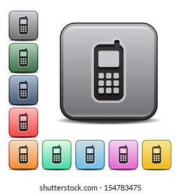 Cell Phone Icon Square Icon in Various Colors