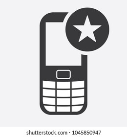 Cell phone icon with star sign. Cell phone icon and best, favorite, rating symbol. Vector icon
