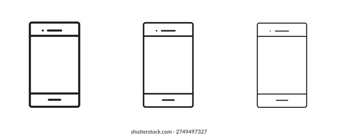 Cell phone icon in stroke art design versions. EPS 10
