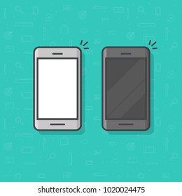 Cell phone icon thin line outline art style vector illustration, simple mobile cellphone smartphone sketch isolated frame, cellular telephone ringing or vibrating blank empty display linear image