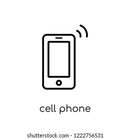 Cell Phone Icon. Trendy Modern Flat Linear Vector Cell Phone Icon On White Background From Thin Line Electronic Devices Collection, Outline Vector Illustration