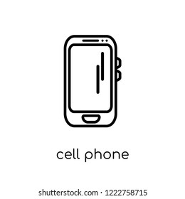 Cell Phone Icon. Trendy Modern Flat Linear Vector Cell Phone Icon On White Background From Thin Line Electronic Devices Collection, Editable Outline Stroke Vector Illustration