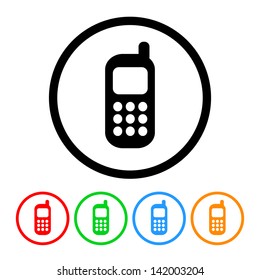 Cell Phone Icon In Vector Format With Four Color Variations