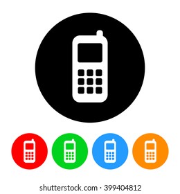 Cell Phone Icon Vector with Four Color Variations