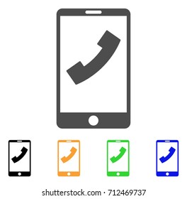 Cell Phone icon. Vector illustration style is a flat iconic cell phone symbol with black, gray, green, blue, yellow color variants. Designed for web and software interfaces.