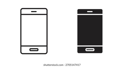 Cell phone icon vector modern flat and stroke designs