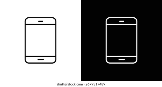 Empaquetado de los símbolos del Vector del icono del teléfono celular en líneas blancas y negras
