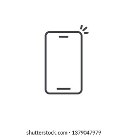 Cell phone icon vector thin simple line outline art pictogram design of mobile smartphone symbol isolated on white background, cellular telephone image clipart graphic black white