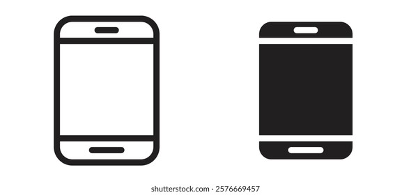 Cell phone icons in outline and stroke versions