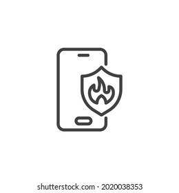 Cell Phone Insurance line icon. linear style sign for mobile concept and web design. Smartphone insurance outline vector icon. Symbol, logo illustration. Vector graphics