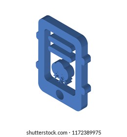 Cell phone isometric left top view 3D icon