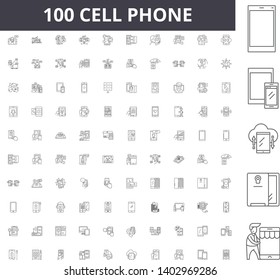 Cell phone line icons, signs, vector set, outline illustration concept 
