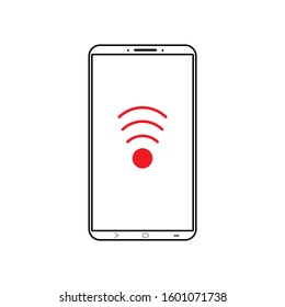 A cell phone logo with red wifi with white background