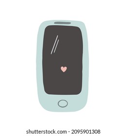 Teléfono celular con un mensaje de amor en una ilustración de vector de pantalla