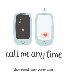 Cell phone with a love message on a screen vector illustration