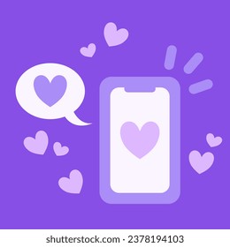 Cell Phone Love Text Heart Valentine's Day Icon Vector Graphic