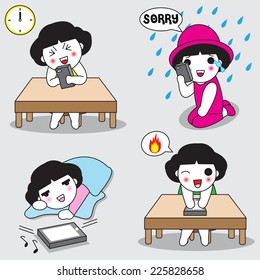 Cell Phone Mania characters illustration set