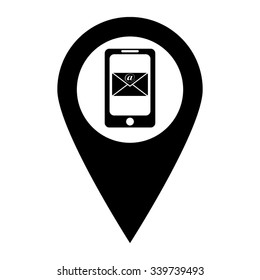 Cell Phone Message - map pointer vector icon