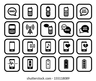 Cell Phone / Mobile Phone Square Icon Set