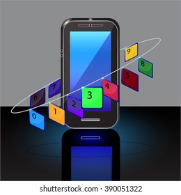 Cell phone numbers on a gray background