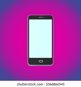 Cell phone on purple background, vector