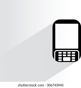 cell phone on white background, flat and shadow theme