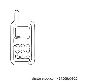 Handy in einer durchgehenden Strichzeichnung Vektorillustration. Pro-Vektorgrafik